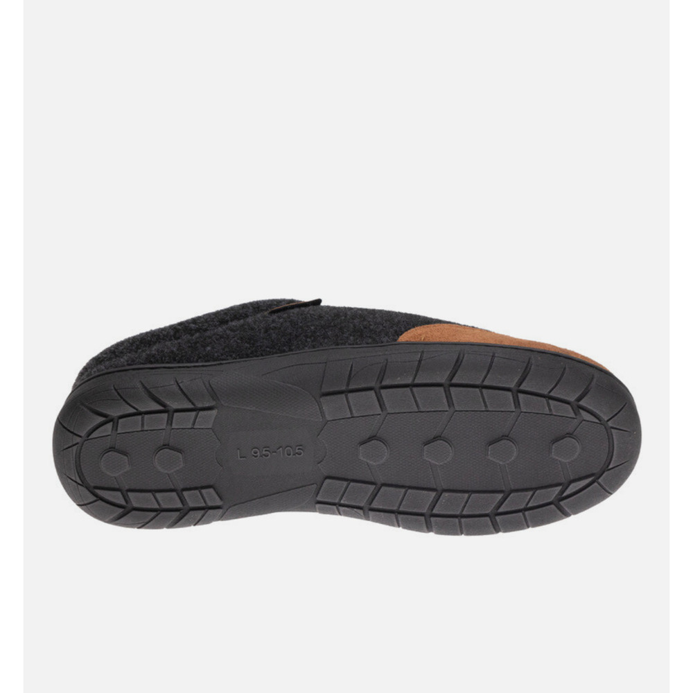 HAGGAR Men Felt ClogsTrim Bumper Slippers Charcoal Size L - Picture 4 of 5